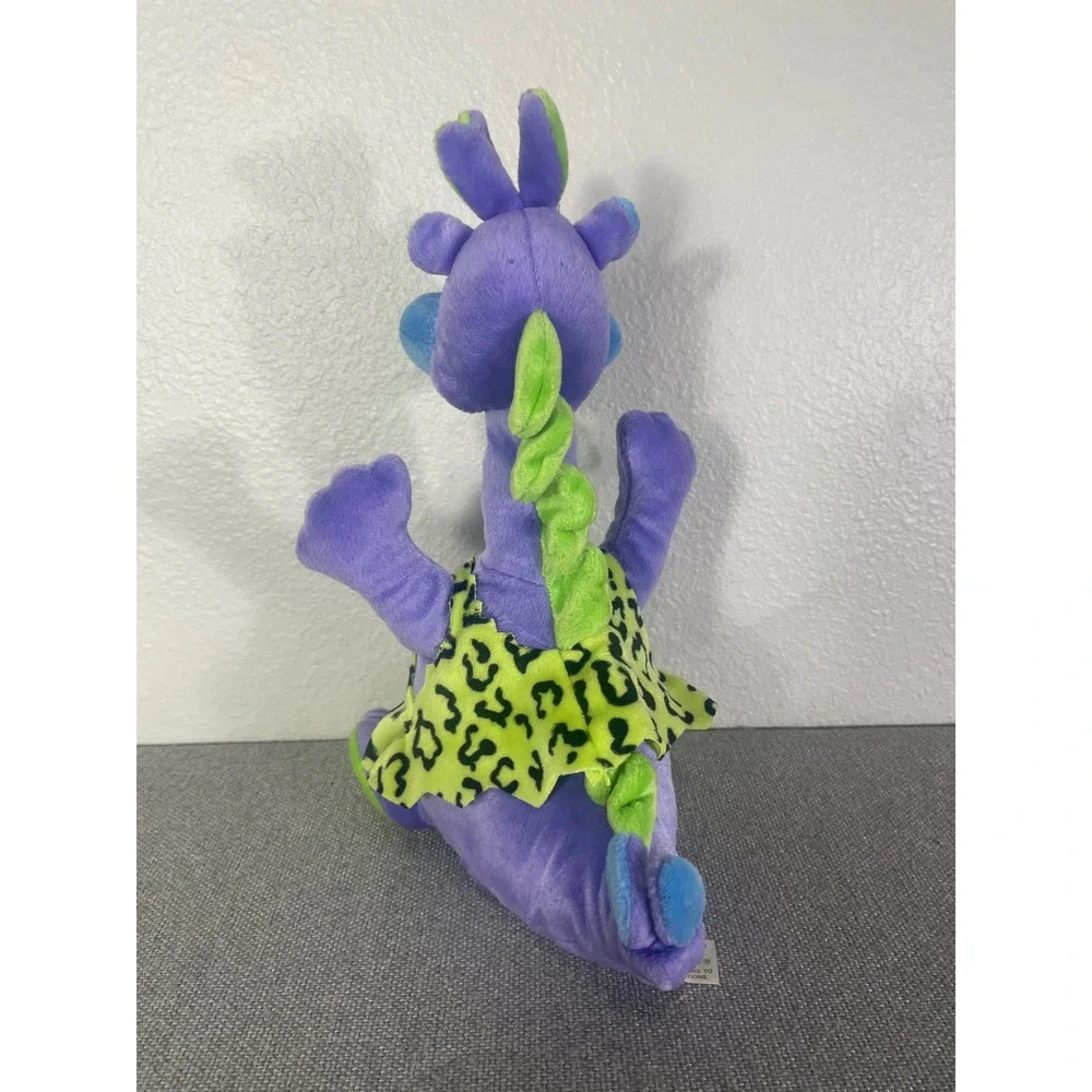 Dan Dee Purple Dinosaur Plush Neon Green Leopard Print Tank Top Interactive Toy